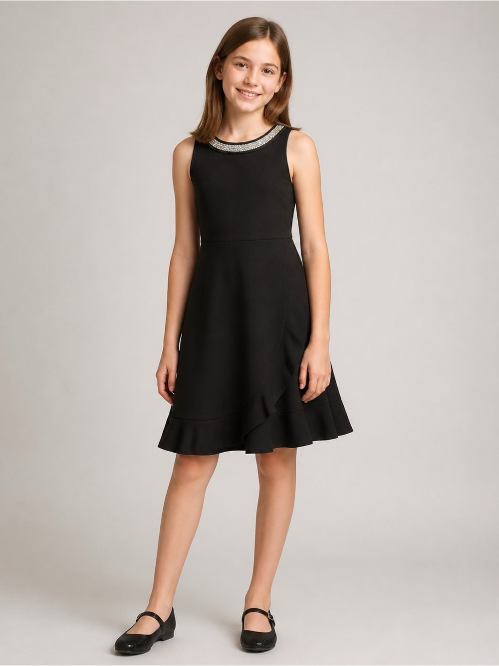 Speechless Black Halter KID’S Dress with Silver Crystal Trim, size 10